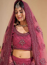 Load image into Gallery viewer, Dark Pink Floral Embroidered Stylish Lehenga Choli fashionandstylish.myshopify.com