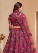 Load image into Gallery viewer, Dark Pink Floral Embroidered Stylish Lehenga Choli fashionandstylish.myshopify.com
