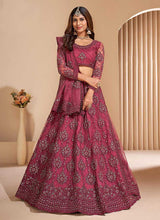 Load image into Gallery viewer, Dark Pink Floral Embroidered Stylish Lehenga Choli fashionandstylish.myshopify.com