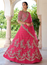 Load image into Gallery viewer, Dark Pink Floral Embroidered Stylish Wedding Lehenga fashionandstylish.myshopify.com