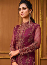 Load image into Gallery viewer, Dark Pink Heavy Embroidered High Slit Style Designer Suit fashionandstylish.myshopify.com