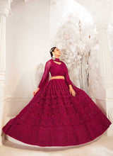 Load image into Gallery viewer, Dark Pink Heavy Net Embroidered Kalidar Lehenga Choli fashionandstylish.myshopify.com
