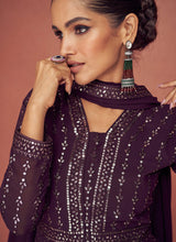 Load image into Gallery viewer, Dark Purple Heavy Embroidered Floor touch Kalidar Anarkali