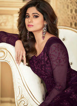 Load image into Gallery viewer, Dark Purple Heavy Embroidered Kalidar Gown Style Anarkali fashionandstylish.myshopify.com