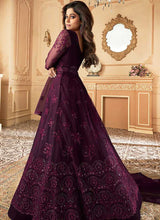 Load image into Gallery viewer, Dark Purple Heavy Embroidered Kalidar Gown Style Anarkali fashionandstylish.myshopify.com