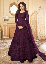 Load image into Gallery viewer, Dark Purple Heavy Embroidered Kalidar Gown Style Anarkali fashionandstylish.myshopify.com