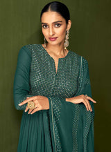 Load image into Gallery viewer, Dark Teal Heavy Embroidered Designer Sharara Suit fashionandstylish.myshopify.com