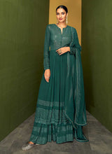 Load image into Gallery viewer, Dark Teal Heavy Embroidered Designer Sharara Suit fashionandstylish.myshopify.com