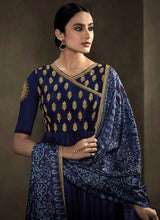 Load image into Gallery viewer, Deep Blue Kalidar Embroidered Anarkali Style Suit fashionandstylish.myshopify.com