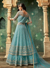 Load image into Gallery viewer, Deep Blue and Gold Embroidered Lehenga fashionandstylish.myshopify.com