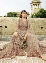 Load image into Gallery viewer, Dust Grey Heavy Embroidered Sharara Style Suit fashionandstylish.myshopify.com