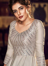 Load image into Gallery viewer, Dusty Cream Embroidered Anarkali Style Gown fashionandstylish.myshopify.com
