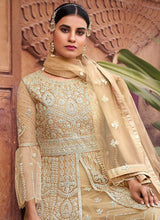 Load image into Gallery viewer, Gold Heavy Embroidered Designer Sharara Style Suit fashionandstylish.myshopify.com