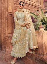 Load image into Gallery viewer, Gold Heavy Embroidered Designer Sharara Style Suit fashionandstylish.myshopify.com