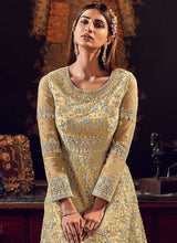 Load image into Gallery viewer, Golden Cream Heavy Embroidered Gown Style Anarkali Suit fashionandstylish.myshopify.com