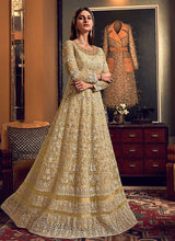 Load image into Gallery viewer, Golden Cream Heavy Embroidered Gown Style Anarkali Suit fashionandstylish.myshopify.com
