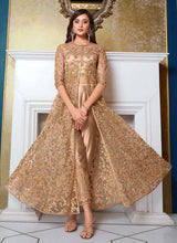 Load image into Gallery viewer, Golden Heavy Embroidered Lehenga/ Pant Style Anarkali fashionandstylish.myshopify.com