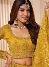 Load image into Gallery viewer, Golden Yellow Floral Embroidered Stylish Lehenga Choli fashionandstylish.myshopify.com