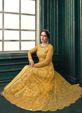 Load image into Gallery viewer, Golden Yellow Heavy Embroidered Slit Style Anarkali Suit fashionandstylish.myshopify.com