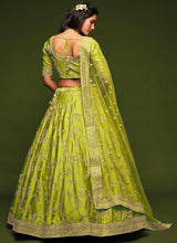 Load image into Gallery viewer, Green And Gold Silk Embroidered Stylish Lehenga Choli fashionandstylish.myshopify.com