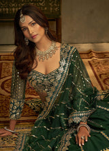 Load image into Gallery viewer, Green And Gold Stylish Embroidered Lehenga Choli