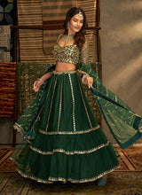 Load image into Gallery viewer, Green And Gold Stylish Embroidered Lehenga Choli