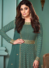 Load image into Gallery viewer, Green Embroidered Floor touch Anarkali fashionandstylish.myshopify.com