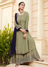 Load image into Gallery viewer, Green Embroidered Mirror Work Palazzo Style Suit fashionandstylish.myshopify.com