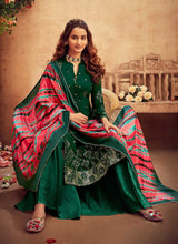 Load image into Gallery viewer, Green Embroidered Palazzo Style Suit fashionandstylish.myshopify.com