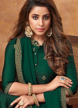 Load image into Gallery viewer, Green Embroidered Silk Palazzo Style Suit fashionandstylish.myshopify.com