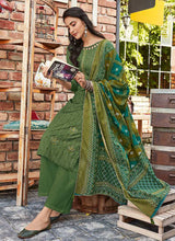 Load image into Gallery viewer, Green Embroidered Straight Pant Style Suit fashionandstylish.myshopify.com