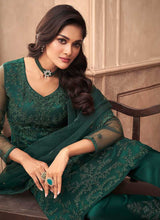 Load image into Gallery viewer, Green Floral Embroidered Designer Pant Style Suit fashionandstylish.myshopify.com