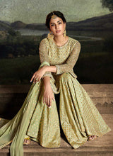 Load image into Gallery viewer, Green Floral Embroidered Heavy Palazzo Suit fashionandstylish.myshopify.com