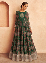 Load image into Gallery viewer, Green Floral Embroidered Jacket Style Anarkali