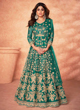 Load image into Gallery viewer, Green Floral Embroidered Stylish Kalidar Anarkali fashionandstylish.myshopify.com