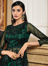 Load image into Gallery viewer, Green Floral Embroidered Stylish Lehenga/ Pant Style Anarkali fashionandstylish.myshopify.com