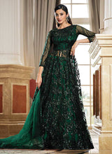 Load image into Gallery viewer, Green Floral Embroidered Stylish Lehenga/ Pant Style Anarkali fashionandstylish.myshopify.com