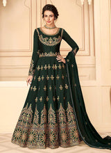 Load image into Gallery viewer, Green Floral Heavy Embroidered Kalidar Anarkali Suit fashionandstylish.myshopify.com