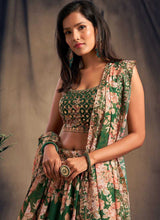 Load image into Gallery viewer, Green Floral Printed Stylish Embroidered Lehenga Choli fashionandstylish.myshopify.com