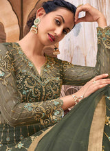Load image into Gallery viewer, Green Gold Heavy Embroidered Lehenga Style Anarkali fashionandstylish.myshopify.com