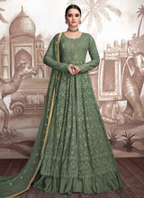 Load image into Gallery viewer, Green Heavy Embroidered Anarkali Suit fashionandstylish.myshopify.com