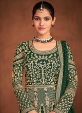 Load image into Gallery viewer, Green Heavy Embroidered Designer Gown Style Anarkali fashionandstylish.myshopify.com