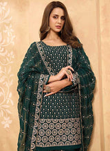 Load image into Gallery viewer, Green Heavy Embroidered Designer Sharara Style Suit fashionandstylish.myshopify.com