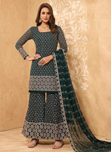 Load image into Gallery viewer, Green Heavy Embroidered Designer Sharara Style Suit fashionandstylish.myshopify.com