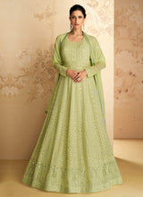 Load image into Gallery viewer, Green Heavy Embroidered Gown Style Anarkali