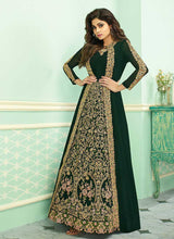 Load image into Gallery viewer, Green Heavy Embroidered Jacket Style Anarkali Suit fashionandstylish.myshopify.com