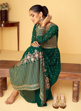 Load image into Gallery viewer, Green Heavy Embroidered Kalidar Anarkali