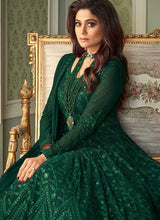 Load image into Gallery viewer, Green Heavy Embroidered Kalidar Anarkali Suit fashionandstylish.myshopify.com