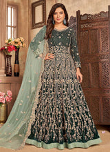 Load image into Gallery viewer, Green Heavy Embroidered Kalidar Velvet Anarkali Suit fashionandstylish.myshopify.com