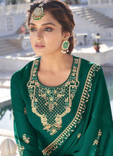 Load image into Gallery viewer, Green Heavy Embroidered Sharara Style Suit fashionandstylish.myshopify.com